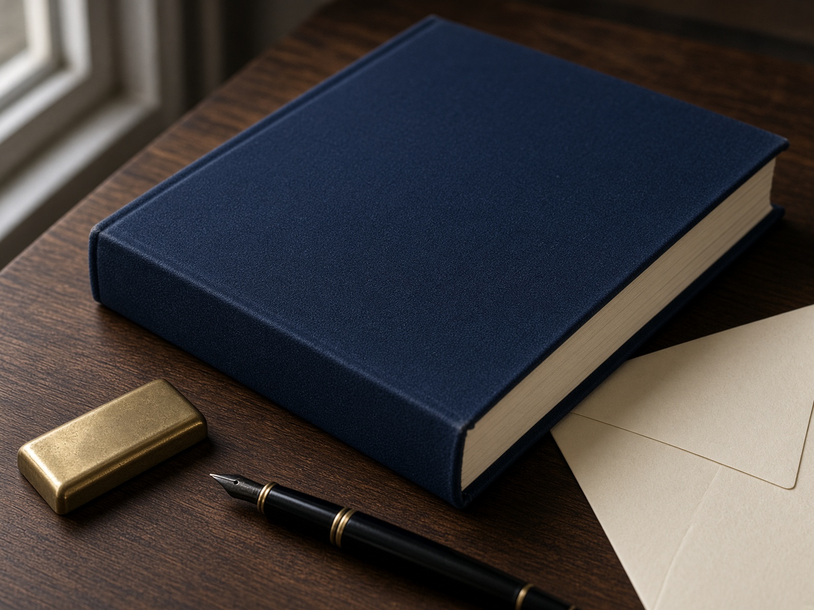 A cloth-bound vendor source book on a desk